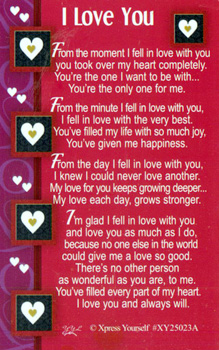 a card that says i love you on it