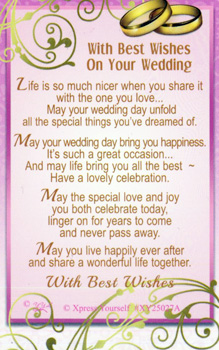 A card that says "with best wishes on your wedding".