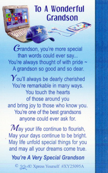 Help your customers celebrate their amazing grandsons with this heartfelt greeting card from Xpress Yourself. Featuring a modern design with tech-inspired imagery, this card is perfect for today's special grandsons.
The beautifully written verse expresses immense pride, love, and best wishes, making it ideal for birthdays, achievements, or simply to show how much they're cherished. With sentiments like 'You're one of the best grandsons anyone could ever ask for,' and wishes for a bright future, this card is sure to resonate.
Stock up on this popular design, supplied in a convenient pack of 6. A truly special card for a truly special grandson.
