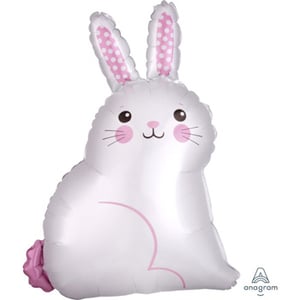 A white and pink bunny-shaped balloon from Anagram.