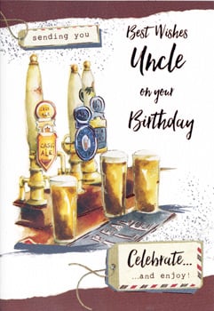 A birthday card that says "Best wishes, Uncle, on your birthday."