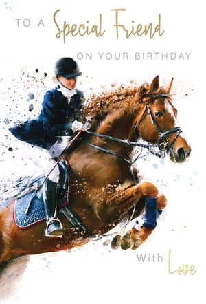 A birthday card that says, "to a special friend on your birthday."