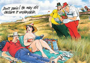 A cartoon of a man lying on a blanket with a woman reading a book.