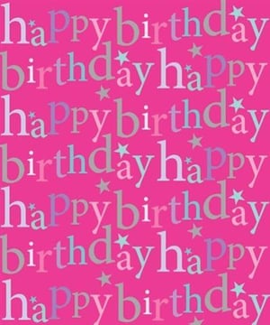 A pink background with the words "Happy Birthday" on it.