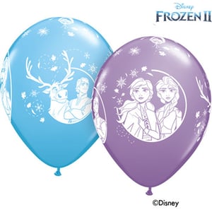 A blue and purple Frozen II balloon.