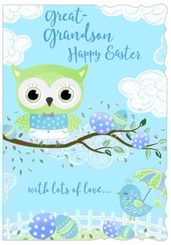 A card that says "Great Grandson, Happy Easter with lots of love."