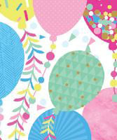 A bunch of colorful balloons hangs from a string on a white background.