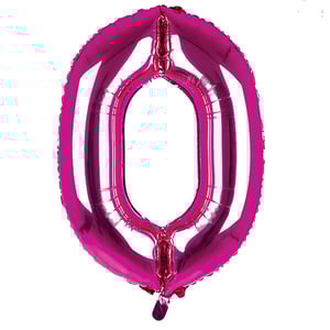 A pink balloon in the shape as the number 0.
