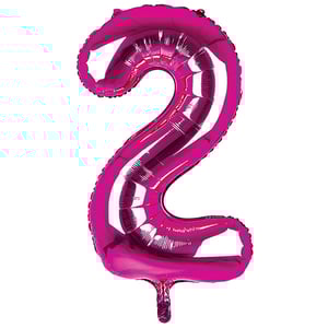 A pink balloon in the shape of the number 2.