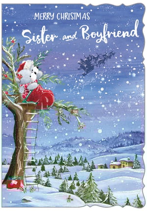A Merry Christmas card for sister and boyfriend.