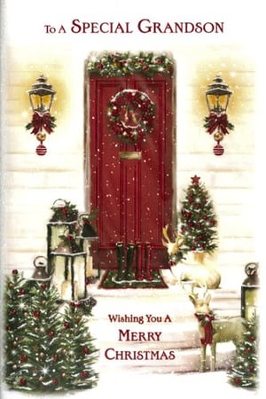 A Christmas card for a special grandson, wishing you a Merry Christmas.