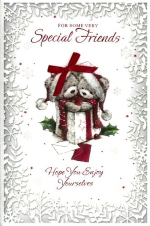 A Christmas card that says "for some very special friends."