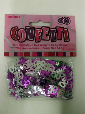 A package of confetti for a 30th birthday.