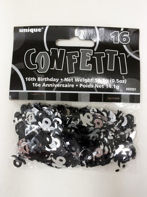 A package of confetti for a 16th birthday.