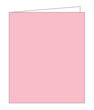 A pink card with a white envelope on a white background.