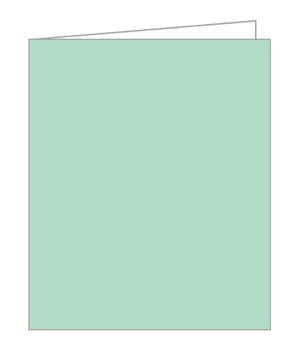 A mint green greeting card with a white envelope on a white background.