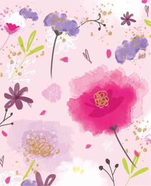 pink and purple flowers on a pink background