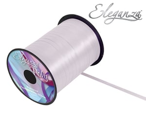 A spool of elegantza white poly ribbon.