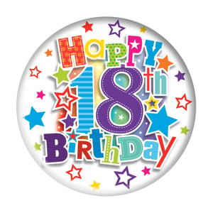 A button that says "Happy 18th birthday" on it.