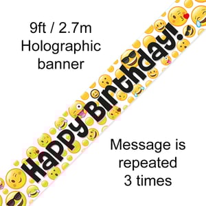 A banner that says "Happy Birthday" with emojis on it.