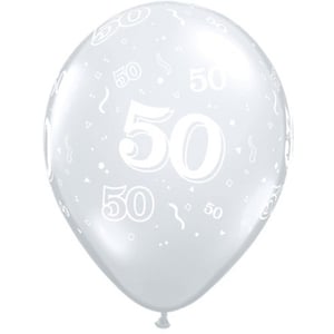 A white balloon with the number 50 on it.