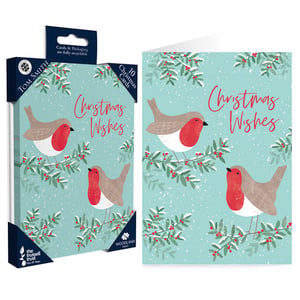 A box of Christmas wishes cards with birds on them is needed.