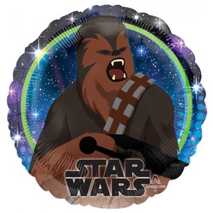 A Star Wars balloon with Chewbacca on it.