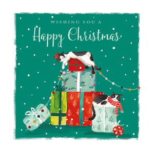 A Christmas card wishes you a Happy Christmas.