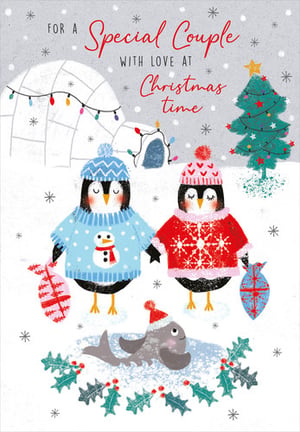 A Christmas card for a special couple with love at Christmas time.