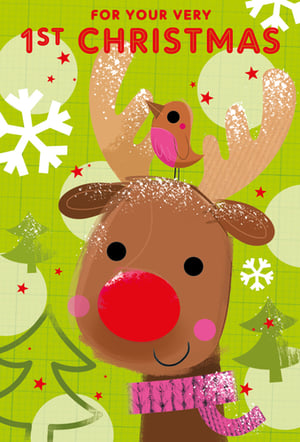 A card that says "for your very 1st Christmas."