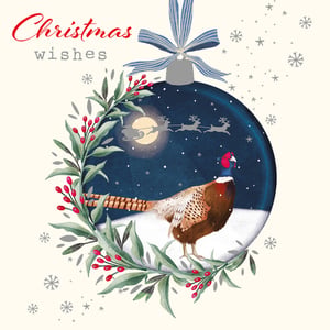 A Christmas card with a pheasant on it.
