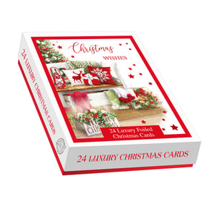 A box containing 24 luxury foiled Christmas cards.