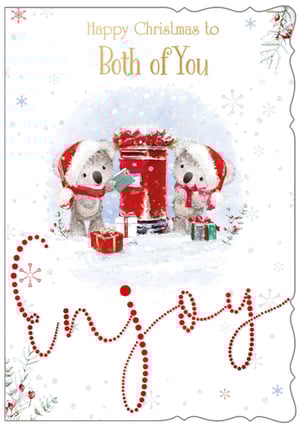 A Christmas card that says "Happy Christmas" to both of you.