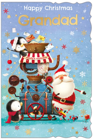 A Christmas card that says "Happy Christmas, Grandad."