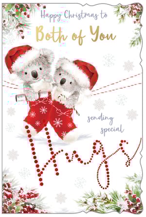 A Christmas card that says "Happy Christmas" to both of you.