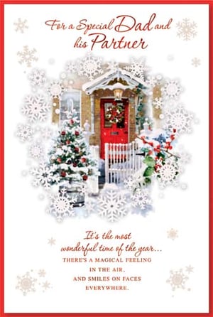 A Christmas card for a special dad and his partner.
