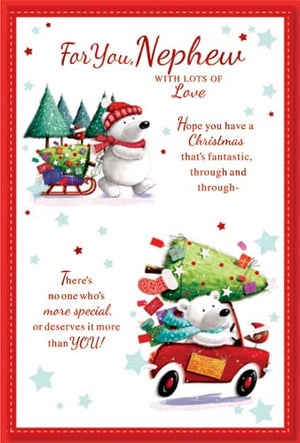 A Christmas card for a nephew, with lots of love.