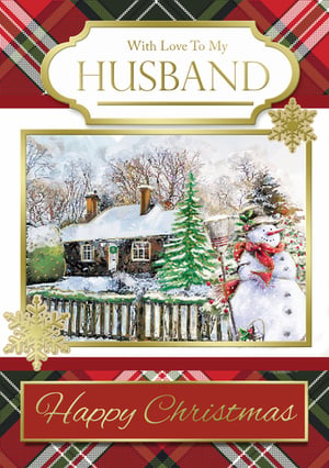 A Christmas card that says "With love to my husband."