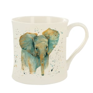 A mug with an elephant picture on it.