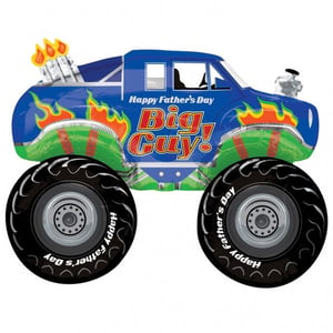 A monster truck balloon that says, "Happy Father's Day, big guy."
