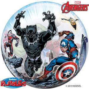 A Marvel Avengers bubble is with Black Panther and Captain America.