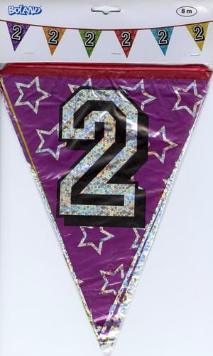A purple banner with the number 2 on it.