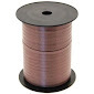 A spool of brown ribbon with a hole in the middle is on a white background.