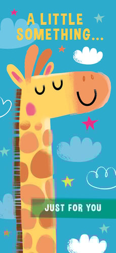 a giraffe on a blue background that says a little something just for you