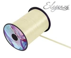 A spool of elegant poly ribbon on a white background.