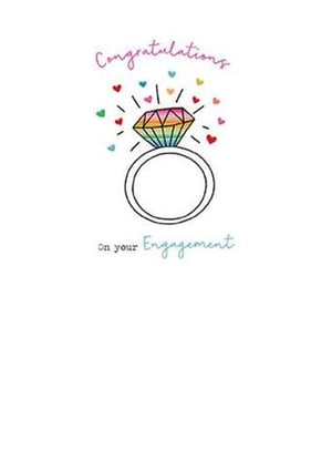 Congratulations on your engagement card with a rainbow diamond in a ring!