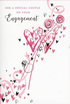 A card that says "For a special couple on your engagement."