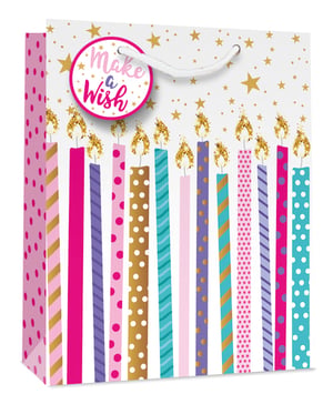 a gift bag that says make a wish on it