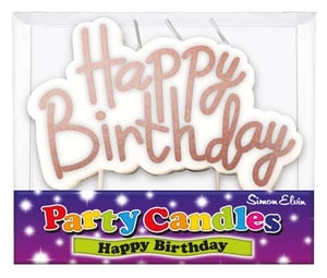 It is a happy birthday candle that says "happy birthday."