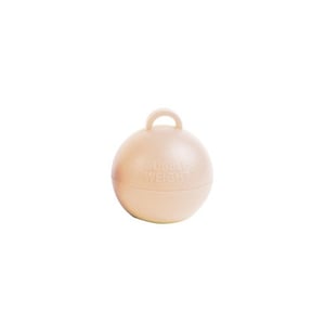 A pink bubble weight with a handle on a white background.